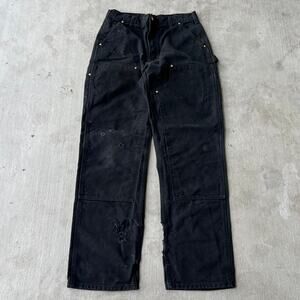 Vintage Y2K Carhartt black distressed double knee work wear carpenter pants